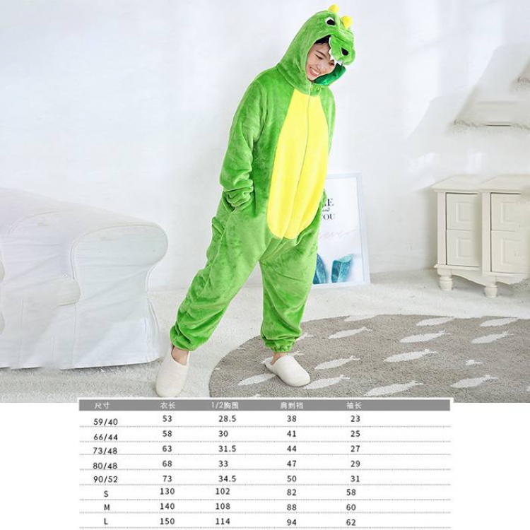 Cartoon Dinosaur Flannel zipper one-piece pajamas S M L Book three days in advance price for 2 pcs