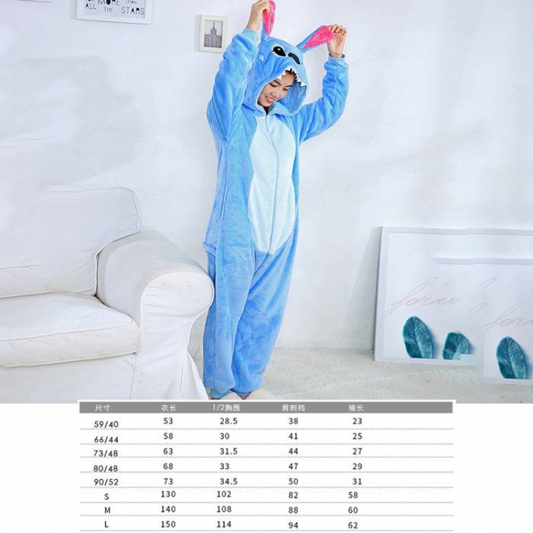 Cartoon Bluespace Flannel zipper one-piece pajamas S M L Book three days in advance price for 2 pcs