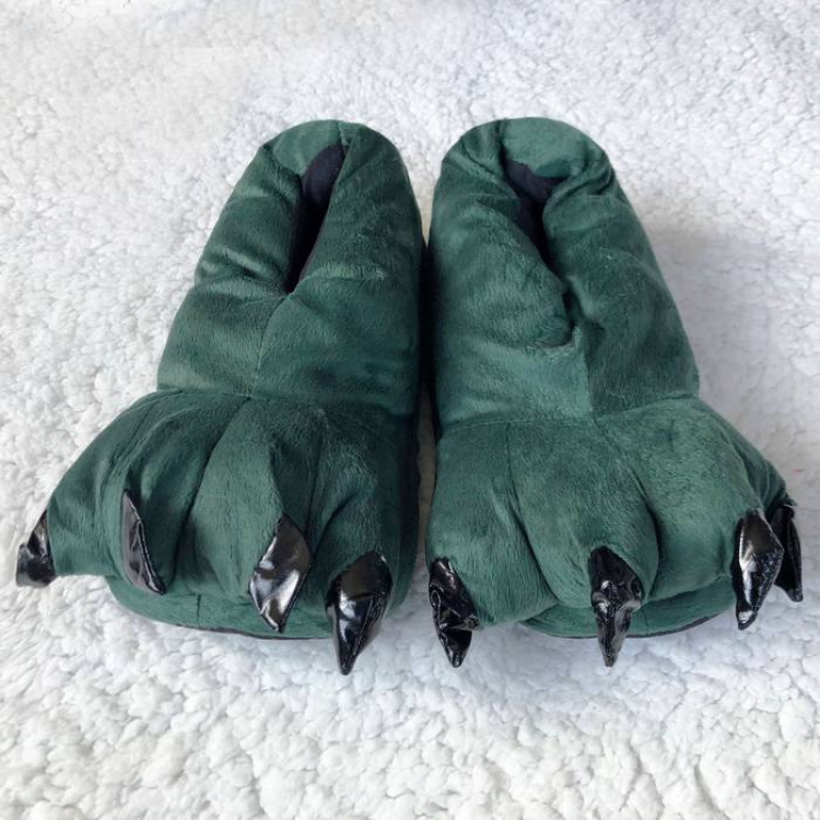 Cartoon plush slippers coral fleece slippers rose Dark green S(18CM) M(31-38size) L(39-45size)