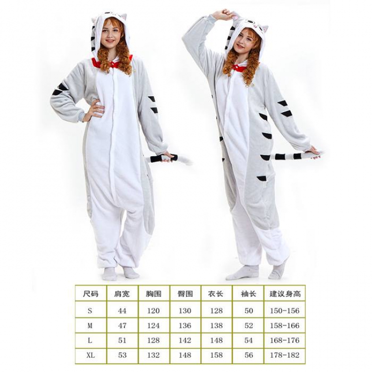 Cartoon Cat white Flannel one-piece pajamas S M L XL Book three days in advance price for 2 pcs