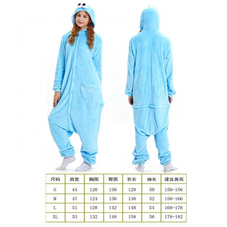 Cartoon Blue Flannel one-piece pajamas S M L XL Book three days in advance price for 2 pcs