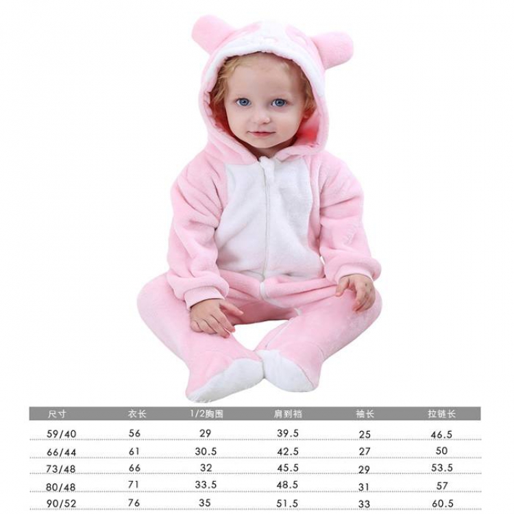 Cartoon animals Pink Double-faced plush one-piece pajamas Book three days in advance price for 2 pcs