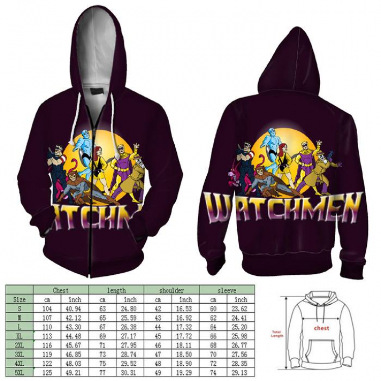 Watchmen Full color hooded zipper sweater coat 2XS XS S M L XL 2XL 3XL 4XL price for 2 pcs preorder 3 days Style C