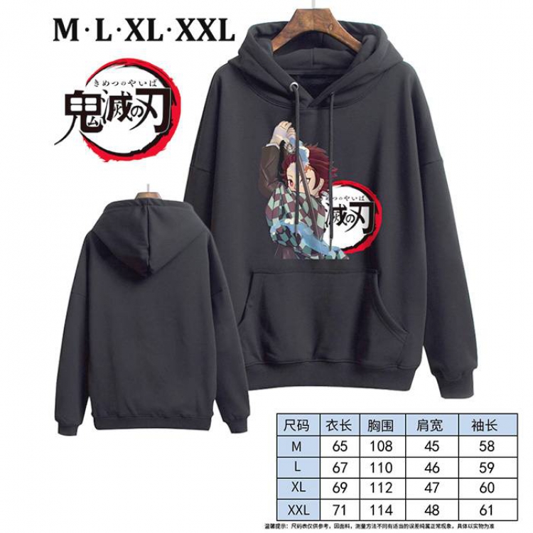 Demon Slayer Kimets-4 Black Printed hooded and velvet padded sweater M L XL XXL