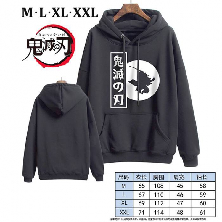 Demon Slayer Kimets-5 Black Printed hooded and velvet padded sweater M L XL XXL