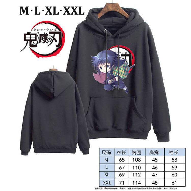 Demon Slayer Kimets-9 Black Printed hooded and velvet padded sweater M L XL XXL