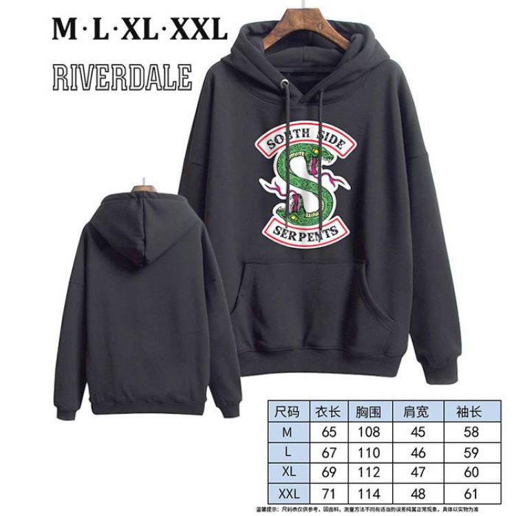 Riverdale-1 Black Printed hooded and velvet padded sweater M L XL XXL