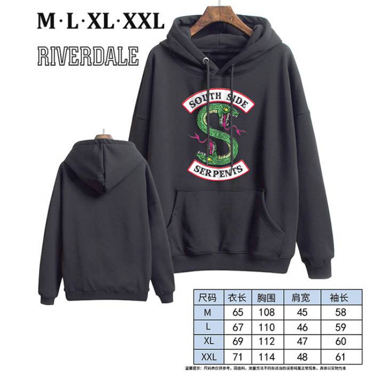 Riverdale-4 Black Printed hooded and velvet padded sweater M L XL XXL