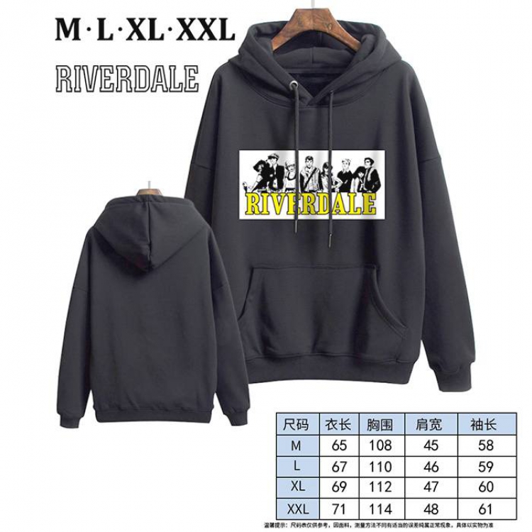 Riverdale-6 Black Printed hooded and velvet padded sweater M L XL XXL