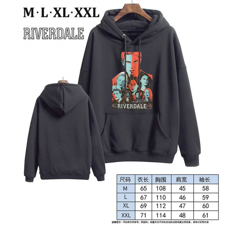 Riverdale-5 Black Printed hooded and velvet padded sweater M L XL XXL