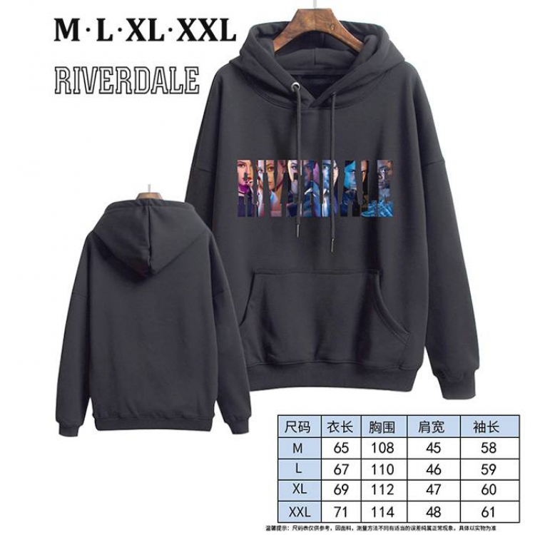 Riverdale-7 Black Printed hooded and velvet padded sweater M L XL XXL