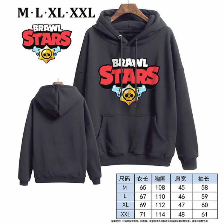 Brawl Stars-2 Black Printed hooded and velvet padded sweater M L XL XXL