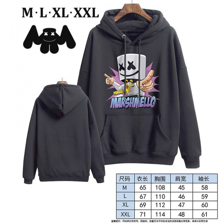 Marshmello-11 Black Printed hooded and velvet padded sweater M L XL XXL