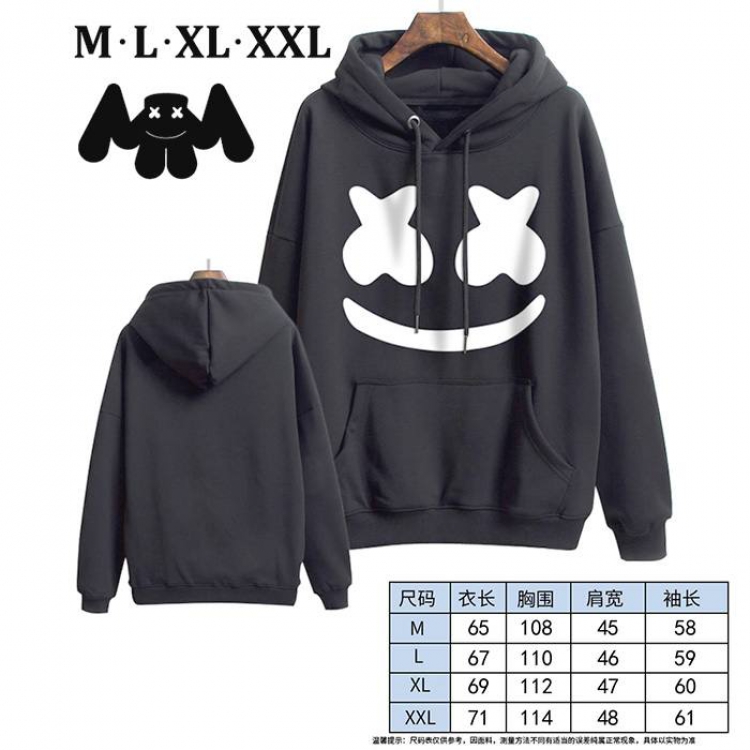 Marshmello-1 Black Printed hooded and velvet padded sweater M L XL XXL
