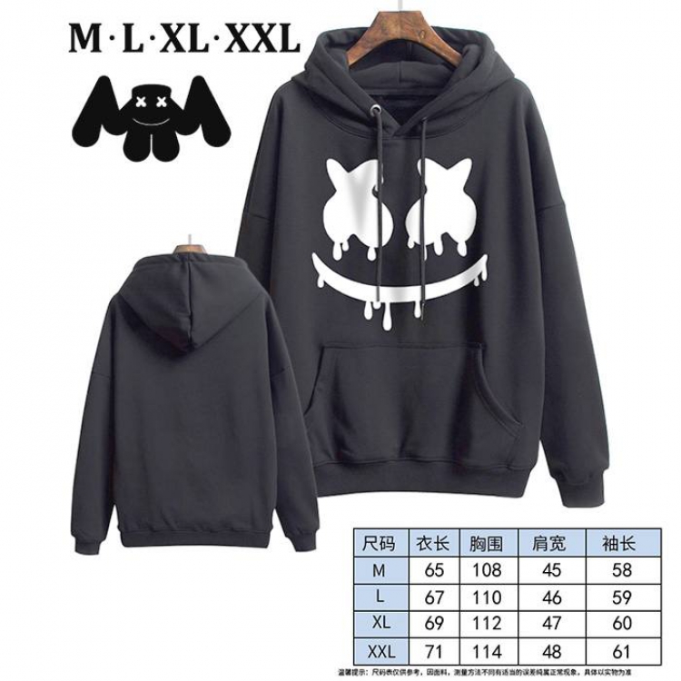 Marshmello-2 Black Printed hooded and velvet padded sweater M L XL XXL