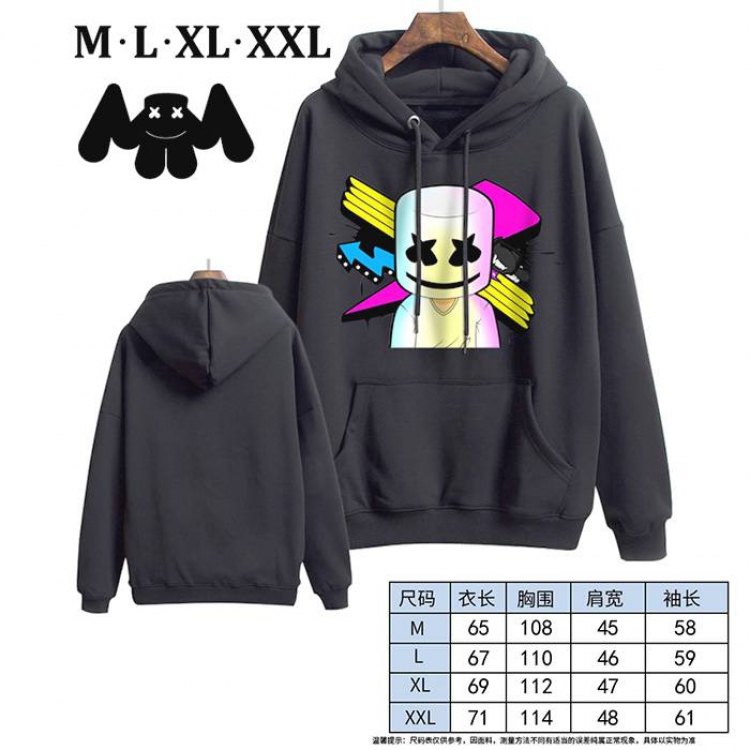 Marshmello-3 Black Printed hooded and velvet padded sweater M L XL XXL
