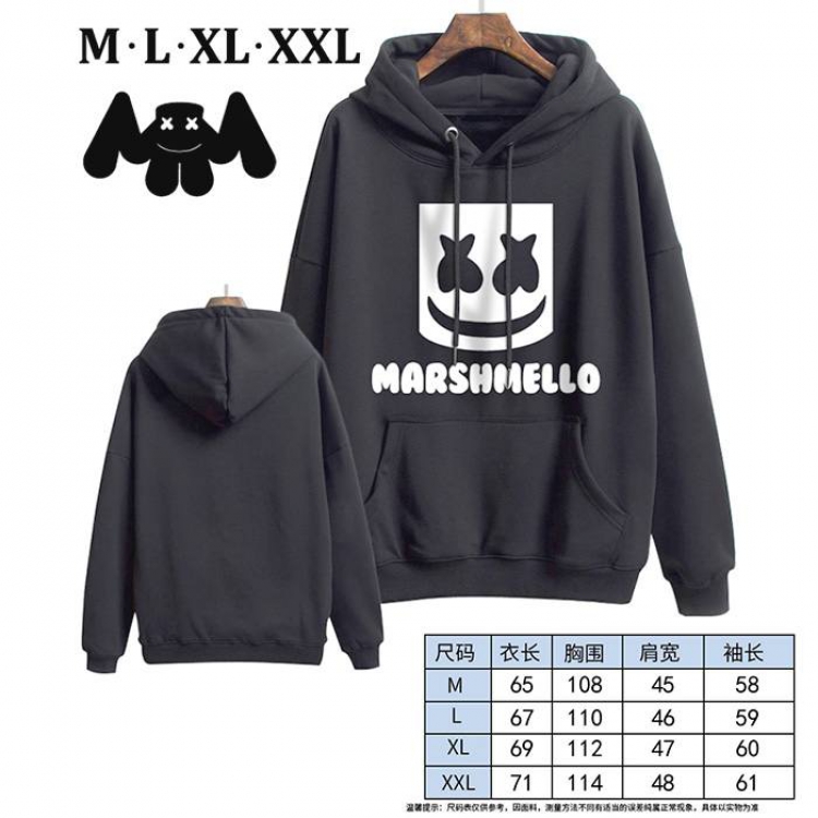 Marshmello-4 Black Printed hooded and velvet padded sweater M L XL XXL