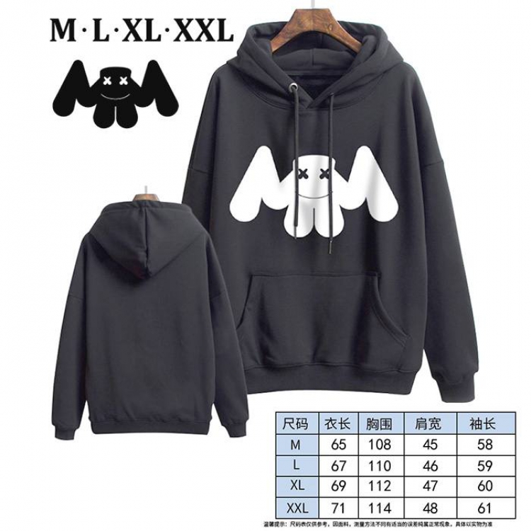 Marshmello-5 Black Printed hooded and velvet padded sweater M L XL XXL