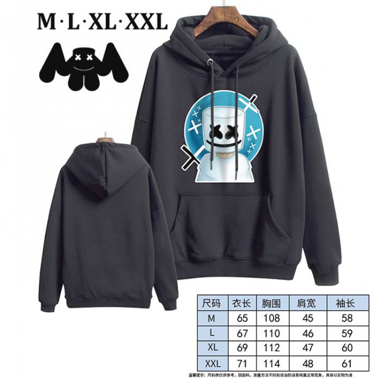 Marshmello-9 Black Printed hooded and velvet padded sweater M L XL XXL