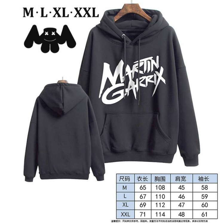 Marshmello-8 Black Printed hooded and velvet padded sweater M L XL XXL