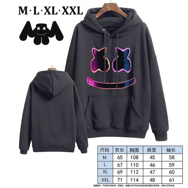 Marshmello-7 Black Printed hooded and velvet padded sweater M L XL XXL