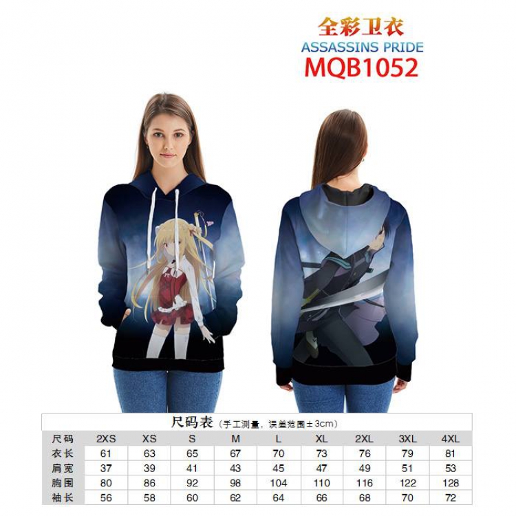 Assassins Pride Full color zipper hooded Patch pocket Coat Hoodie 9 sizes from XXS to 4XL MQB1052