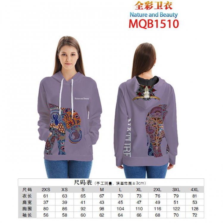 Nature And Beauty Full color zipper hooded Patch pocket Coat Hoodie 9 sizes from XXS to 4XL MQB1510