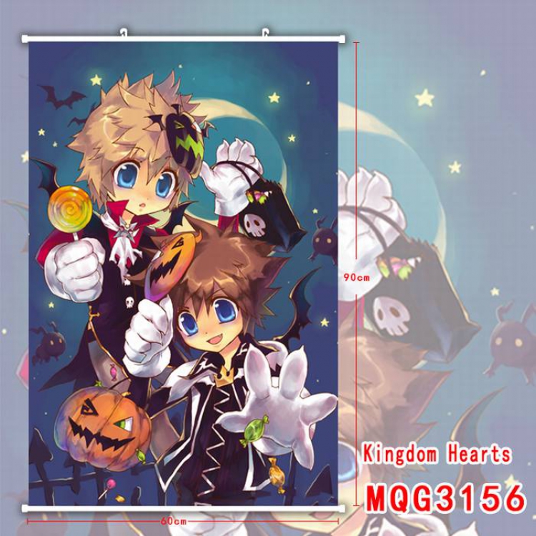 Kingdom Hearts White Plastic rod Cloth painting Wall Scroll 60X90CM MQG3156