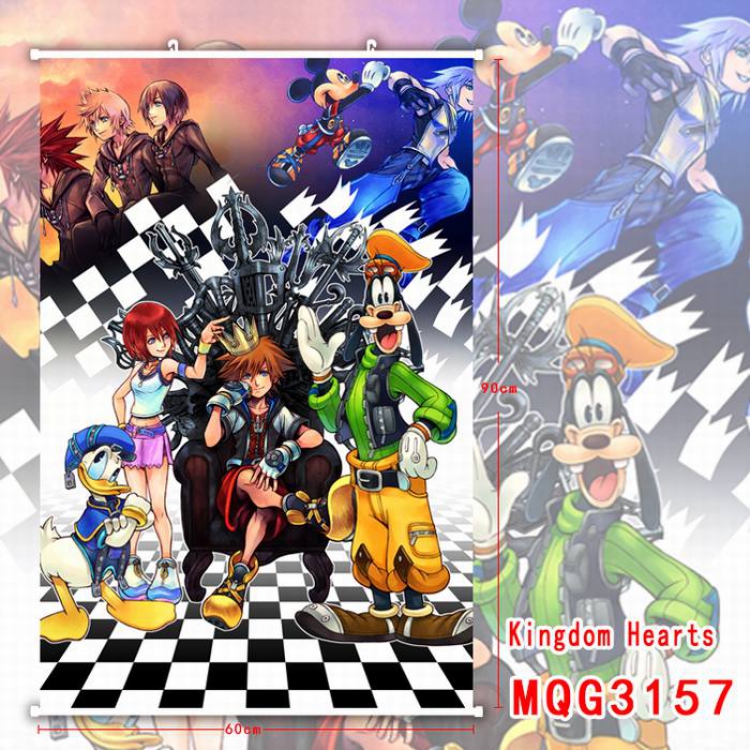 Kingdom Hearts White Plastic rod Cloth painting Wall Scroll 60X90CM MQG3157