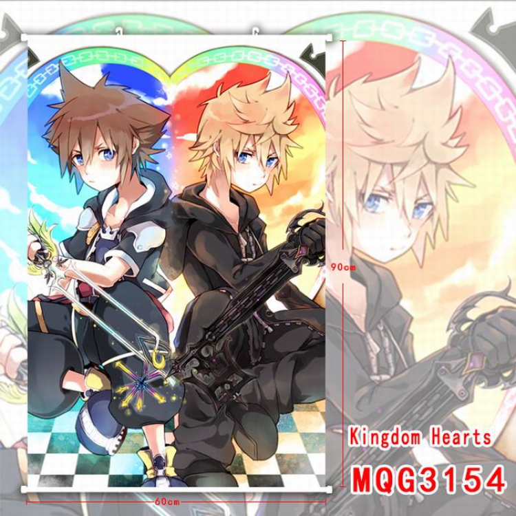 Kingdom Hearts White Plastic rod Cloth painting Wall Scroll 60X90CM MQG3154