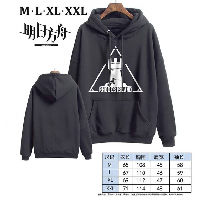 Arknights-1 Black Printed hooded and velvet padded sweater M L XL XXL