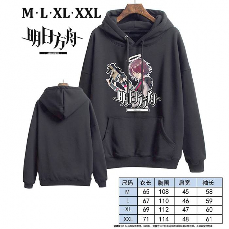 Arknights-11 Black Printed hooded and velvet padded sweater M L XL XXL
