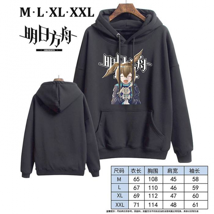 Arknights-12 Black Printed hooded and velvet padded sweater M L XL XXL