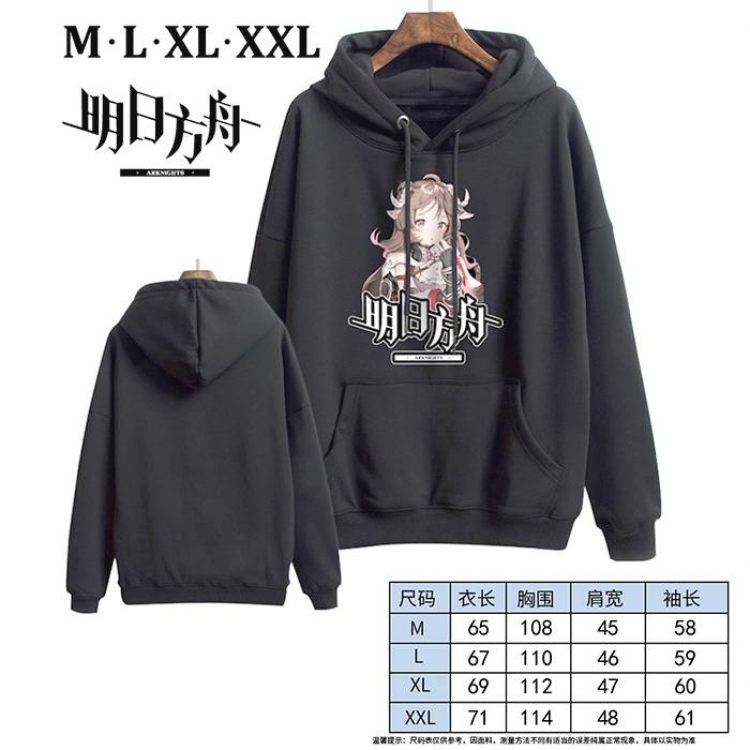 Arknights-13 Black Printed hooded and velvet padded sweater M L XL XXL
