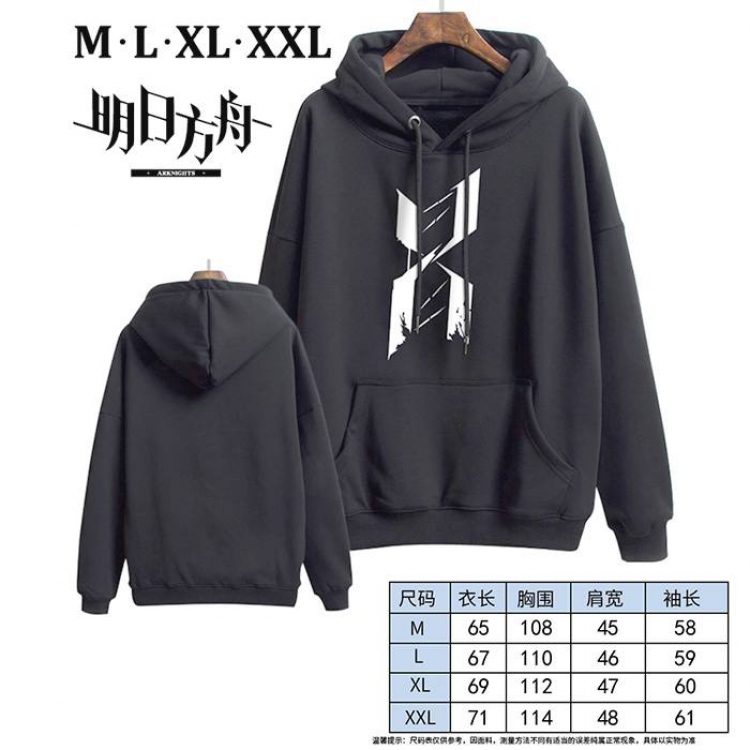 Arknights-5 Black Printed hooded and velvet padded sweater M L XL XXL