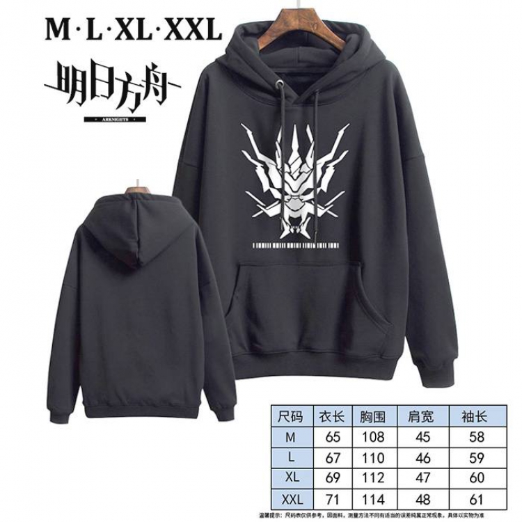 Arknights-7 Black Printed hooded and velvet padded sweater M L XL XXL