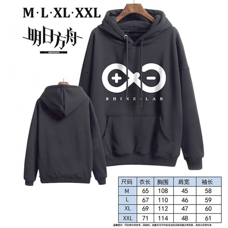 Arknights-3 Black Printed hooded and velvet padded sweater M L XL XXL