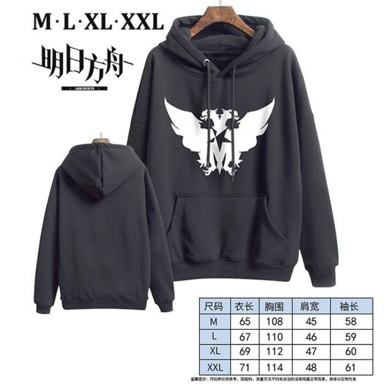 Arknights-8 Black Printed hooded and velvet padded sweater M L XL XXL