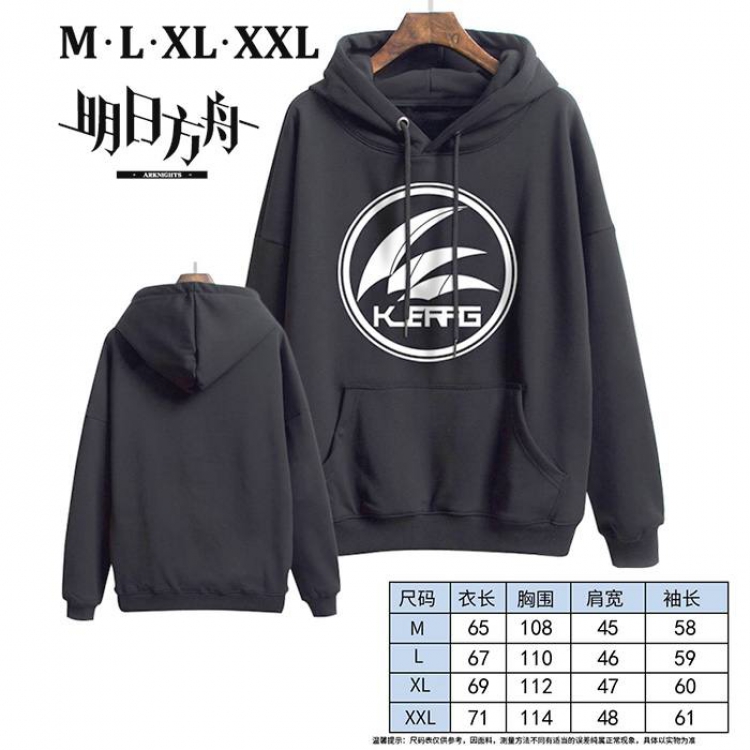 Arknights-9 Black Printed hooded and velvet padded sweater M L XL XXL
