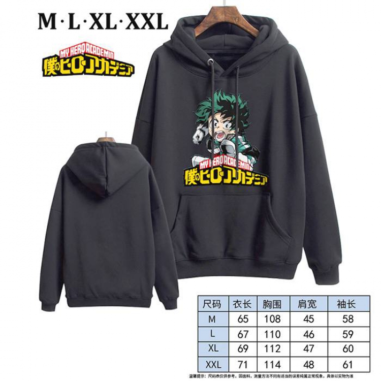My Hero Academia-10 Black Printed hooded and velvet padded sweater M L XL XXL