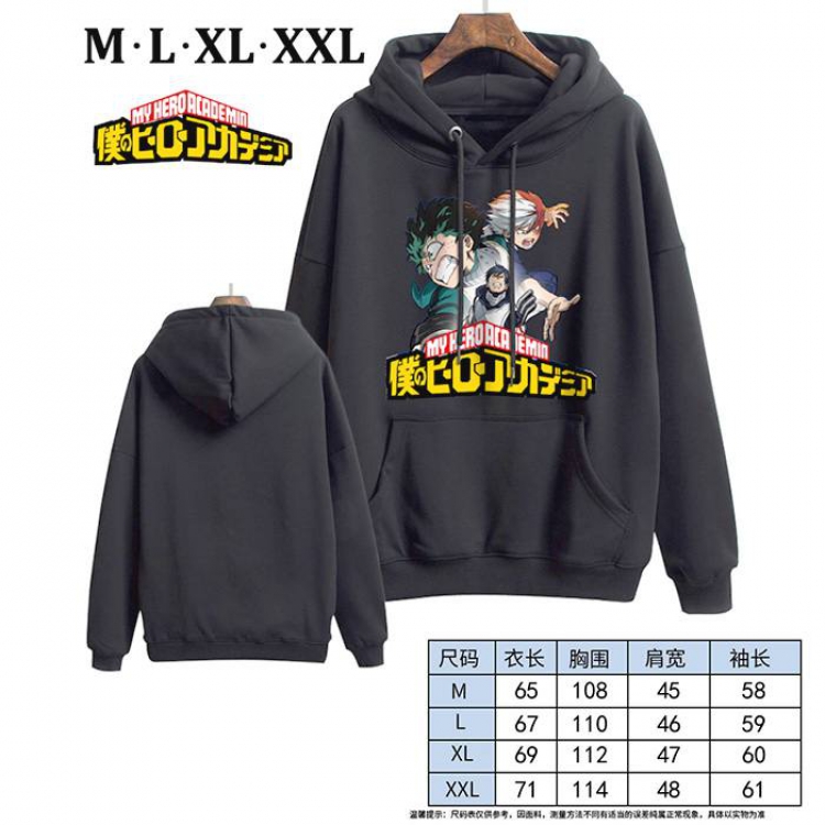 My Hero Academia-11 Black Printed hooded and velvet padded sweater M L XL XXL