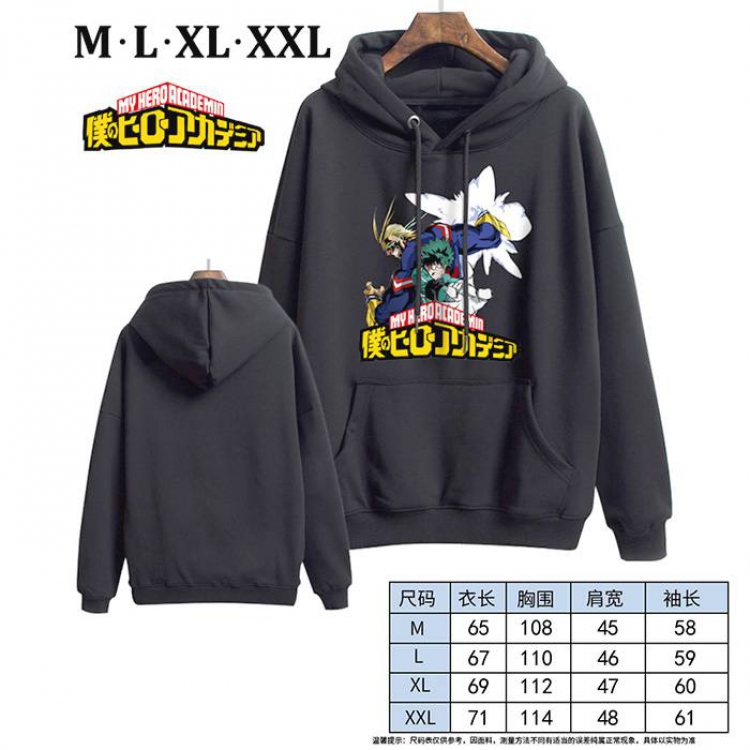 My Hero Academia-14 Black Printed hooded and velvet padded sweater M L XL XXL