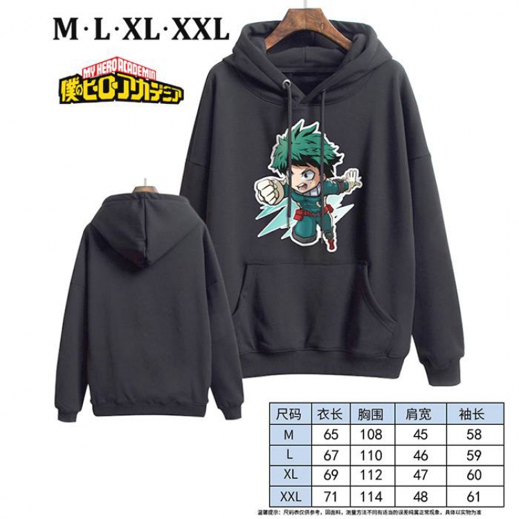My Hero Academia-2 Black Printed hooded and velvet padded sweater M L XL XXL