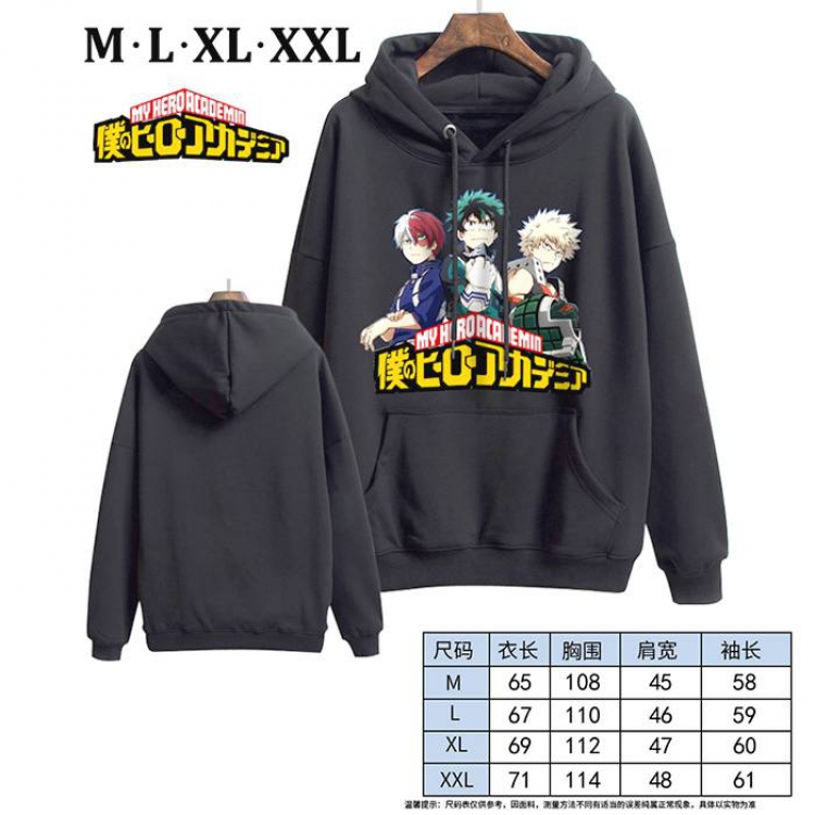 My Hero Academia-12 Black Printed hooded and velvet padded sweater M L XL XXL