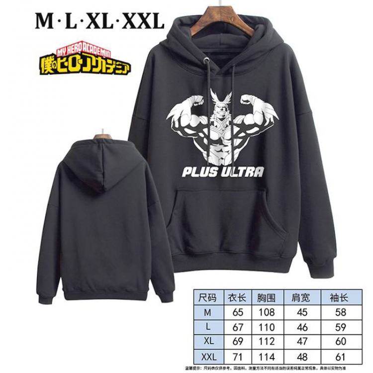 My Hero Academia-13 Black Printed hooded and velvet padded sweater M L XL XXL