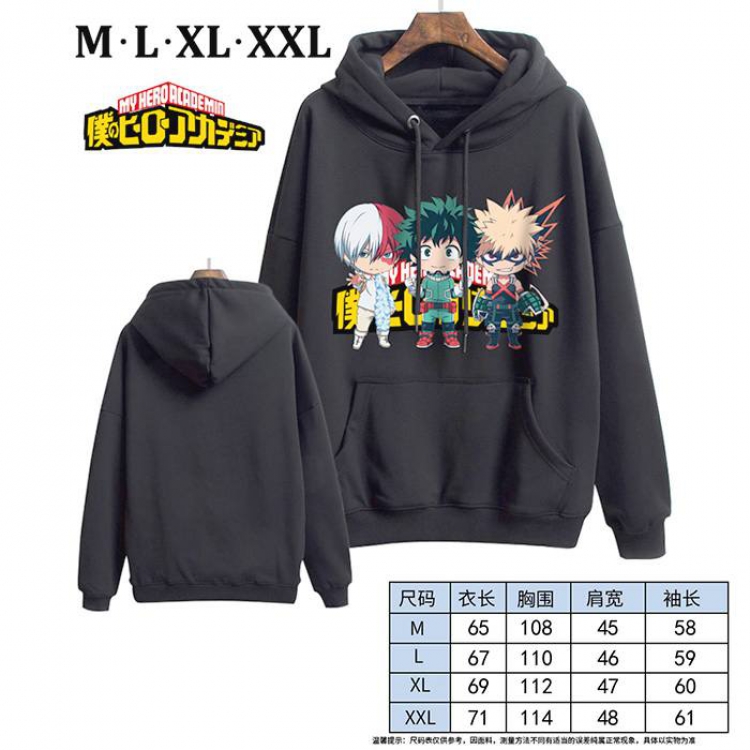My Hero Academia-5 Black Printed hooded and velvet padded sweater M L XL XXL