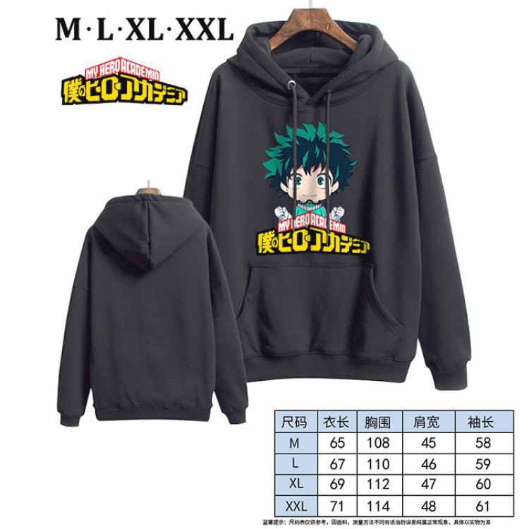 My Hero Academia-6 Black Printed hooded and velvet padded sweater M L XL XXL