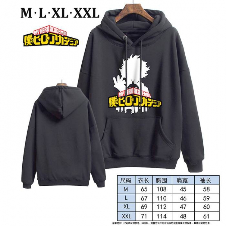 My Hero Academia-9 Black Printed hooded and velvet padded sweater M L XL XXL