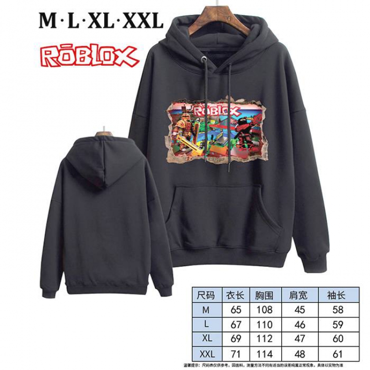 Roblox-18 Black Printed hooded and velvet padded sweater M L XL XXL