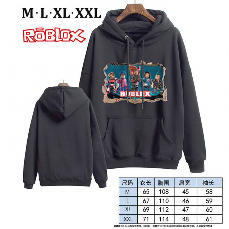 Roblox-19 Black Printed hooded and velvet padded sweater M L XL XXL